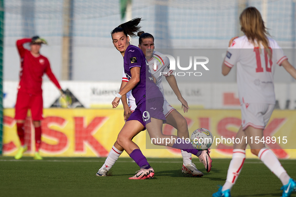 Amelie Delabre of Anderlecht is in action during the UEFA Women's Champions League First qualifying round, Semi-finals CP-Group 4 soccer mat...