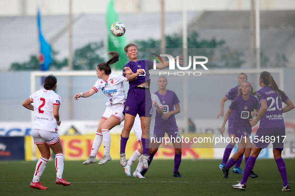 Senna Koeleman of Anderlecht is in action during the UEFA Women's Champions League First qualifying round, Semi-finals CP-Group 4 soccer mat...