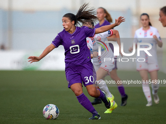 Luna Vanzeir of Anderlecht is in action during the UEFA Women's Champions League First qualifying round, Semi-finals CP-Group 4 soccer match...