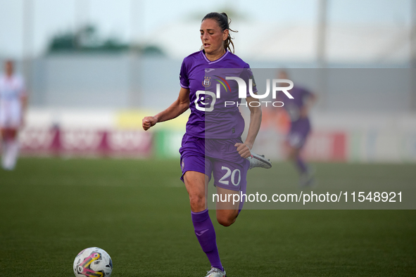 Laurie Teinturier of Anderlecht is in action during the UEFA Women's Champions League First qualifying round, Semi-finals CP-Group 4 soccer...