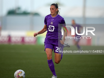 Laurie Teinturier of Anderlecht is in action during the UEFA Women's Champions League First qualifying round, Semi-finals CP-Group 4 soccer...