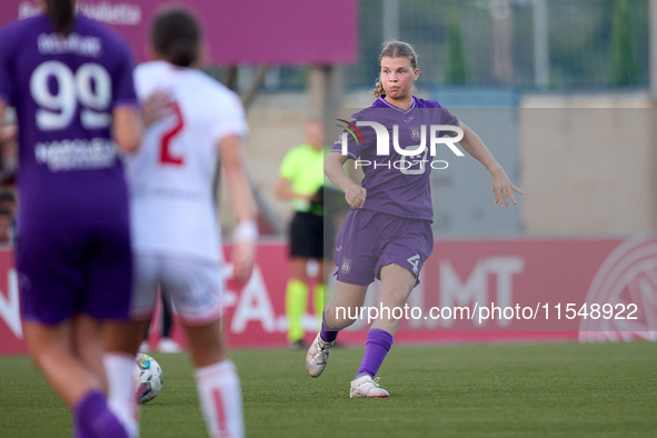 Senna Koeleman of Anderlecht is in action during the UEFA Women's Champions League First qualifying round, Semi-finals CP-Group 4 soccer mat...