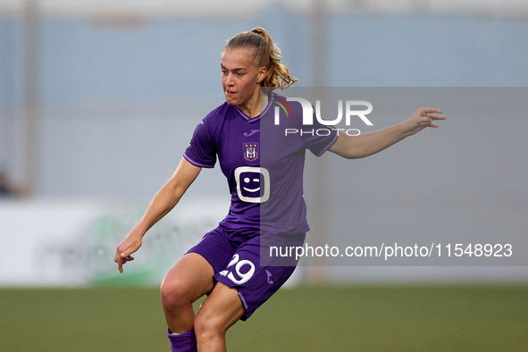 Nikki Ijzerman of Anderlecht is in action during the UEFA Women's Champions League First qualifying round, Semi-finals CP-Group 4 soccer mat...