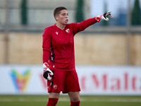 Roksana Shahanska, goalkeeper of Crvena Zvezda, gestures during the UEFA Women's Champions League First qualifying round, Semi-finals CP-Gro...