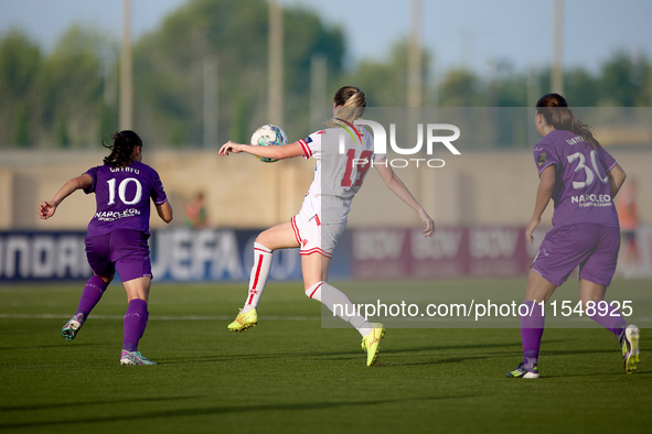 Dajana Spasojevic of Crvena Zvezda is in action during the UEFA Women's Champions League First qualifying round, Semi-finals CP-Group 4 socc...