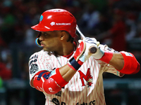 Robinson Cano #22 of Diablos Rojos is at bat during match 1 against Sultanes de Monterrey of the Mexican Baseball League (LMB) Serie del Rey...