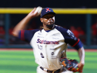 Julio Teheran #49 of Sultanes de Monterrey pitches the ball during match 1 against Diablos Rojos of the Mexican Baseball League (LMB) Serie...