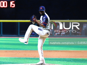 Julio Teheran #49 of Sultanes de Monterrey pitches the ball during match 1 against Diablos Rojos of the Mexican Baseball League (LMB) Serie...