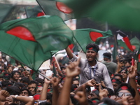 Anti-Discrimination Student Movement holds a rally to mark one month since the ousting of Bangladesh's former Prime Minister Sheikh Hasina,...