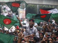 Anti-Discrimination Student Movement holds a rally to mark one month since the ousting of Bangladesh's former Prime Minister Sheikh Hasina,...