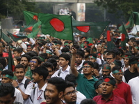 Anti-Discrimination Student Movement holds a rally to mark one month since the ousting of Bangladesh's former Prime Minister Sheikh Hasina,...