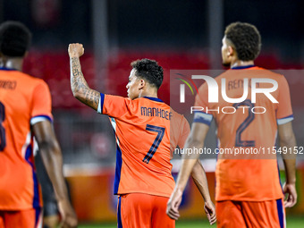 Netherlands player Million Manhoef celebrates the 4-0 goal during the match between the Netherlands and North Macedonia at the Yanmar Stadiu...