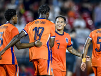 Netherlands player Million Manhoef celebrates the 4-0 goal during the match between the Netherlands and North Macedonia at the Yanmar Stadiu...