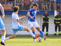 Matteo Guidi (SMR) and Matteo Ruggeri (ITA) during the UEFA U21 Euro 2025 Qualifier match between Italy and San Marino at the Domenico Franc...