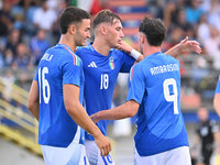 Pio Esposito (ITA) celebrates after scoring the goal of 3-0 during the UEFA U21 Euro 2025 Qualifier match between Italy and San Marino at th...