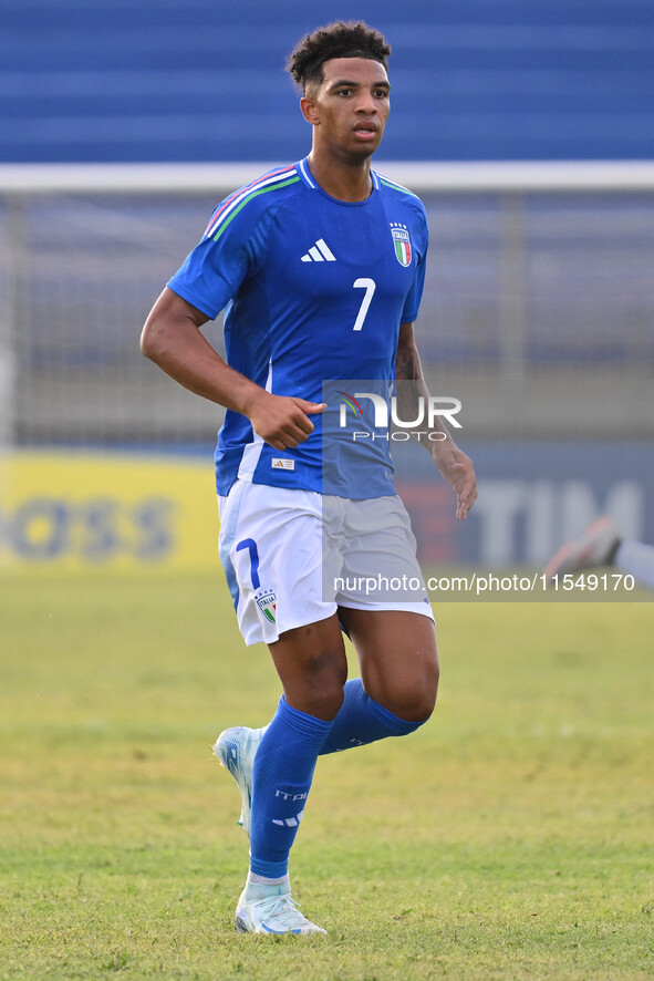 Cher Ndour (ITA) during the UEFA U21 Euro 2025 Qualifier match between Italy and San Marino at the Domenico Francioni Stadium in Latina, Ita...