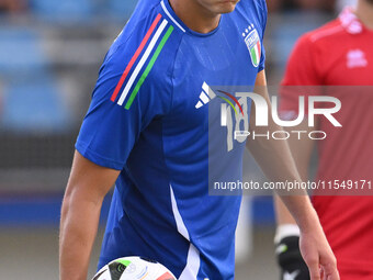 Pio Esposito (ITA) during the UEFA U21 Euro 2025 Qualifier match between Italy and San Marino at the Domenico Francioni Stadium in Latina, I...