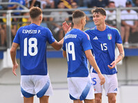 Pio Esposito (ITA) celebrates after scoring the goal of 4-0 during the UEFA U21 Euro 2025 Qualifier match between Italy and San Marino at th...