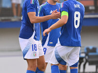 Pio Esposito (ITA) celebrates after scoring the goal of 4-0 during the UEFA U21 Euro 2025 Qualifier match between Italy and San Marino at th...