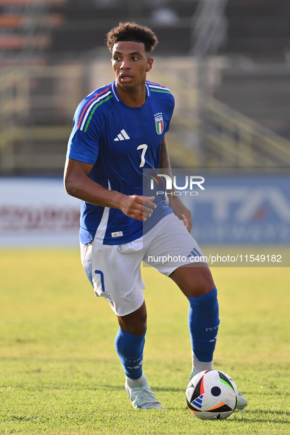 Cher Ndour (ITA) during the UEFA U21 Euro 2025 Qualifier match between Italy and San Marino at the Domenico Francioni Stadium in Latina, Ita...