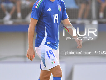 Antonio Raimondo (ITA) celebrates after scoring the goal of 6-0 during the UEFA U21 Euro 2025 Qualifier match between Italy and San Marino a...