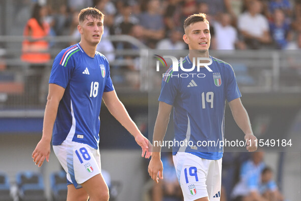 Antonio Raimondo (ITA) celebrates after scoring the goal of 6-0 during the UEFA U21 Euro 2025 Qualifier match between Italy and San Marino a...