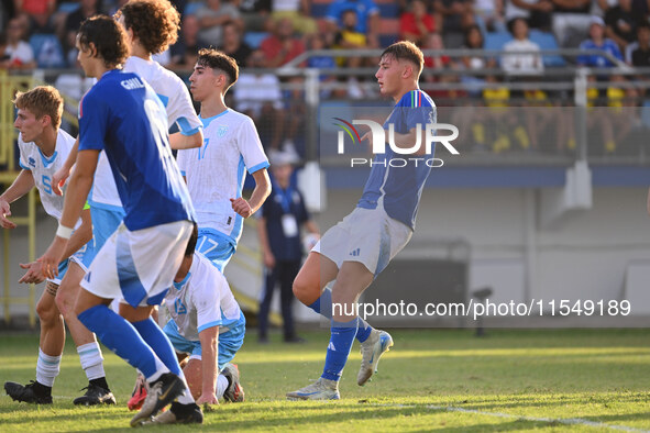 Pio Esposito (ITA) scores the goal for 7-0 during the UEFA U21 Euro 2025 Qualifier match between Italy and San Marino at the Domenico Franci...