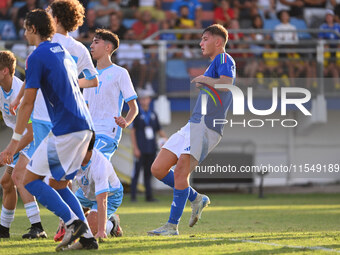 Pio Esposito (ITA) scores the goal for 7-0 during the UEFA U21 Euro 2025 Qualifier match between Italy and San Marino at the Domenico Franci...