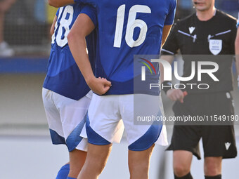 Pio Esposito (ITA) celebrates after scoring the goal of 7-0 during the UEFA U21 Euro 2025 Qualifier match between Italy and San Marino at th...