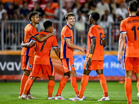 Netherlands player Youri Regeer celebrates the 5-0 goal during the match between the Netherlands and North Macedonia at the Yanmar Stadium f...