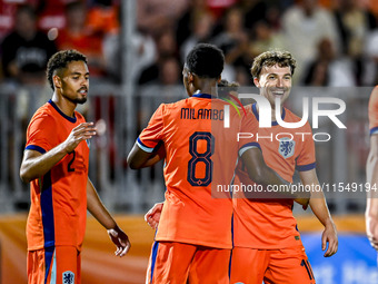 Netherlands player Youri Regeer celebrates the 5-0 goal during the match between the Netherlands and North Macedonia at the Yanmar Stadium f...