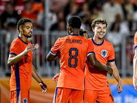 Netherlands player Youri Regeer celebrates the 5-0 goal during the match between the Netherlands and North Macedonia at the Yanmar Stadium f...