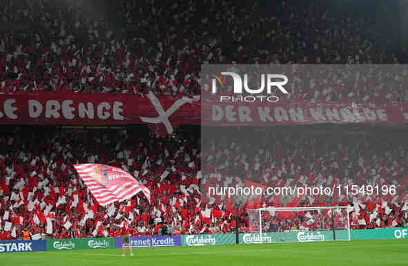 Danish fans during the UEFA Nations League 2024/2025 League A - Group 4 match between Denmark and Switzerland at Parken on September 5, 2024...