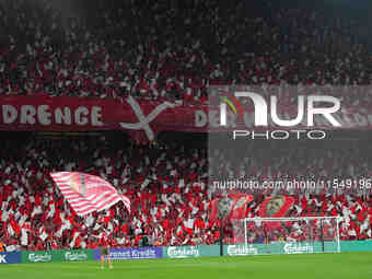 Danish fans during the UEFA Nations League 2024/2025 League A - Group 4 match between Denmark and Switzerland at Parken on September 5, 2024...