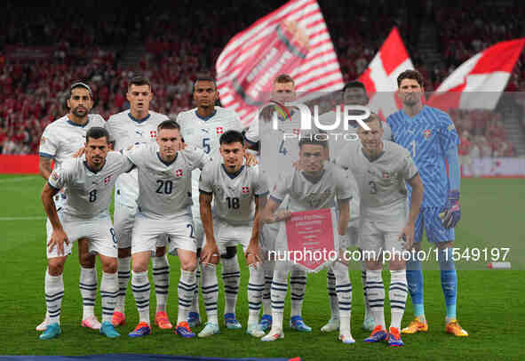 Switzerland team before the UEFA Nations League 2024/2025 League A - Group 4 match between Denmark and Switzerland at Parken on September 5,...