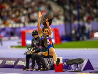 Noelle Lambert of the USA competes in the Women's Long Jump - T63 and wins the gold medal at Stade de France during the Paris 2024 Paralympi...