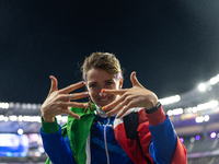 Martina Caironi of Italy reacts after the Women's Long Jump - T63 where she wins the silver medal at Stade de France during the Paris 2024 P...