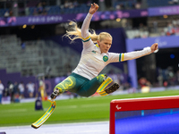 Vanessa Low of Australia competes in the Women's Long Jump - T63 and wins the gold medal at Stade de France during the Paris 2024 Paralympic...