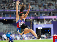 Noelle Lambert of the USA competes in the Women's Long Jump - T63 and wins the gold medal at Stade de France during the Paris 2024 Paralympi...