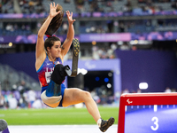 Noelle Lambert of the USA competes in the Women's Long Jump - T63 and wins the gold medal at Stade de France during the Paris 2024 Paralympi...