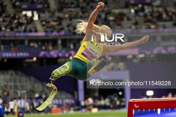 Vanessa Low of Australia competes in the Women's Long Jump - T63 and wins the gold medal at Stade de France during the Paris 2024 Paralympic...