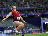 Emilie Aaen of Denmark competes in the Women's Long Jump - T63 and wins the gold medal at Stade de France during the Paris 2024 Paralympic G...