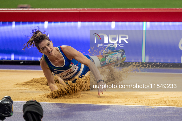 Martina Caironi of Italy competes in the Women's Long Jump - T63 and wins the gold medal at Stade de France during the Paris 2024 Paralympic...