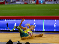 Vanessa Low of Australia competes in the Women's Long Jump - T63 and wins the gold medal at Stade de France during the Paris 2024 Paralympic...