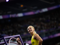 Vanessa Low of Australia reacts after winning the gold medal in the Women's Long Jump - T63 at Stade de France during the Paris 2024 Paralym...