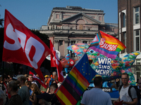 Thousands of people take part in a demonstration against an AF politician event for community dialogue at Essen Philharmonic Hall in Essen,...