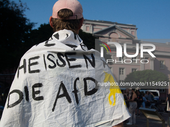 Thousands of people take part in a demonstration against an AF politician event for community dialogue at Essen Philharmonic Hall in Essen,...