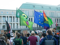 Thousands of people take part in a demonstration against an AF politician event for community dialogue at Essen Philharmonic Hall in Essen,...