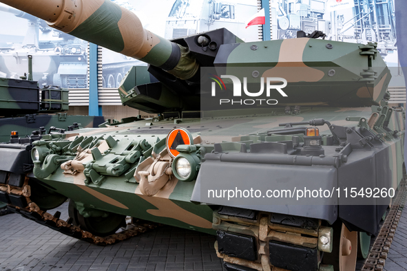 Leopard 2 tank is seen during the 32nd International Defence Industry Exhibition - MSPO i Targi Kielce in central Poland on September 5, 202...