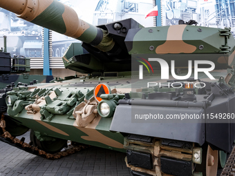 Leopard 2 tank is seen during the 32nd International Defence Industry Exhibition - MSPO i Targi Kielce in central Poland on September 5, 202...